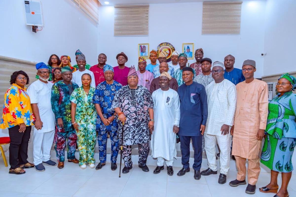 Group photograph of climate action programme stakeholders with the Governor of Osun State at Government House Osogbo following a climate governance meeting